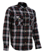 Altimate Men's Black Red and White Flannel Motorcycle Shirt